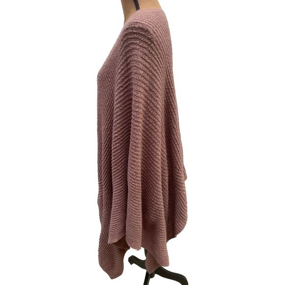 Torrid Ribbed Knit Shawl/Poncho/Wrap In Rose/Mauve Color One Size - Picture 9 of 11